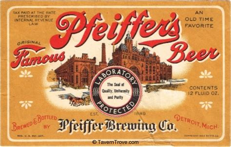 Item 23533 1935 Pfeiffers Famous Beer Label Cs47 12