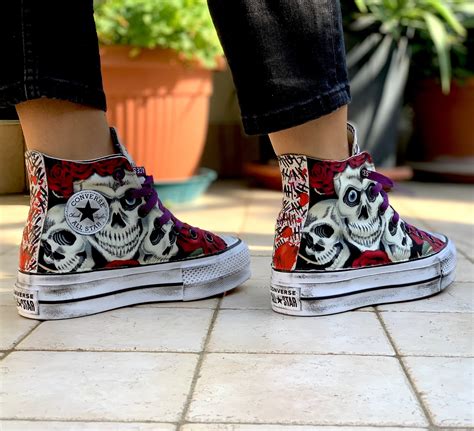 Converse All Star Custom Tre Teschi LLab Scarpe Personalizzate