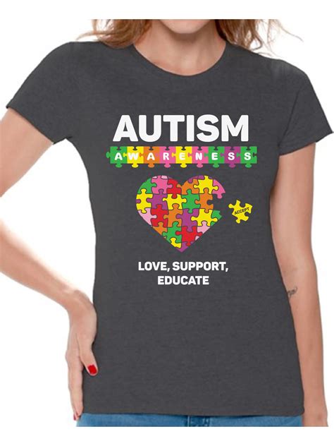 Awkward Styles Love Support Educate Autism Shirt For Women Autism