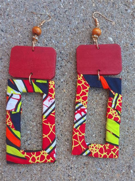 Handmade Unique Afrocentric African Fabric Earrings Etsy Diy African Jewelry Fabric