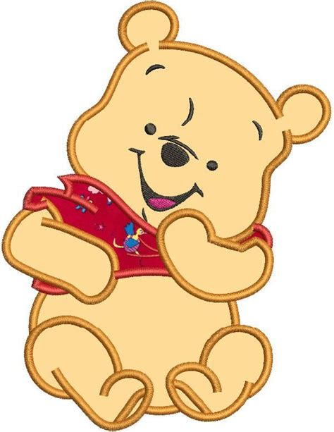 Winnie The Pooh Applique Machine Embroidery Design 3 Sizes Instant