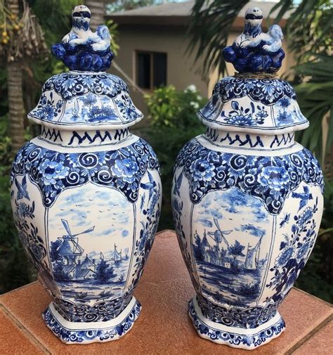 S Antique Old Delft Ginger Jar Vase Delfts Blauw Etsy Delft