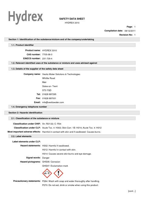 Hydrex 3310 Msds Download