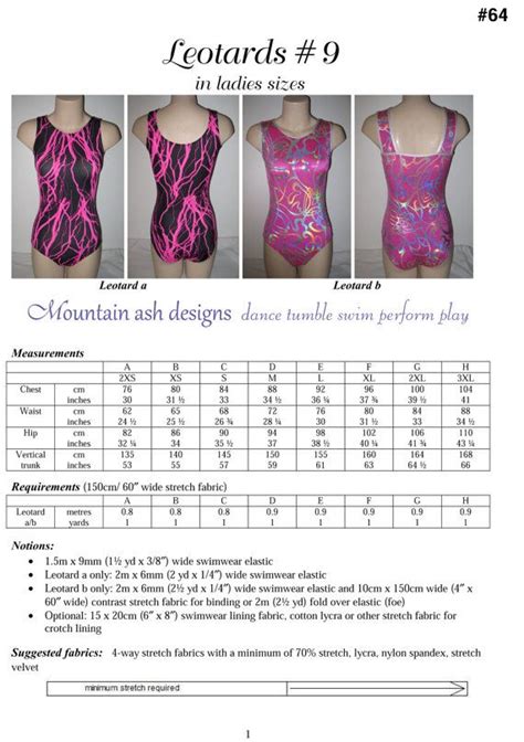 Leotards 9 Sewing Pattern In Ladies Sizes By Tumblentwirl On Etsy