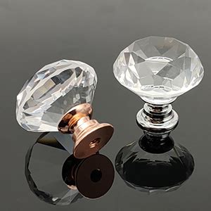 Akstore Pcs Crystal Glass Cabinet Knobs Mm Diamond Shape Drawer