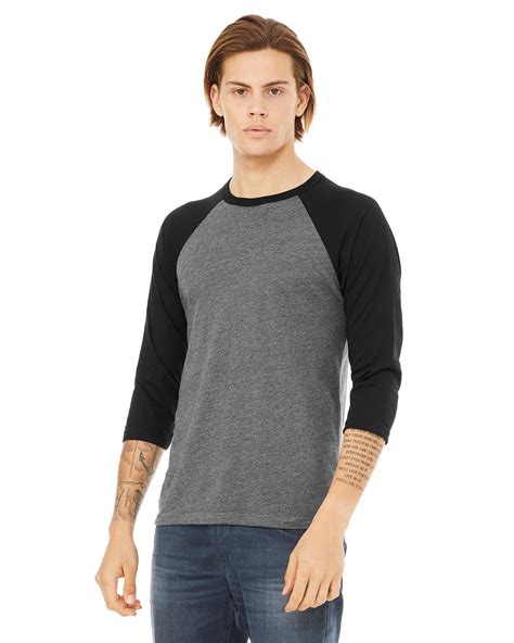 Bella Canvas Unisex Three Quarter Sleeve Baseball T Shirt Alphabroder