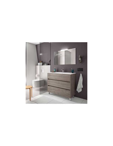 Conjunto de baño compuesto por mueble con lavabo en roble eternity