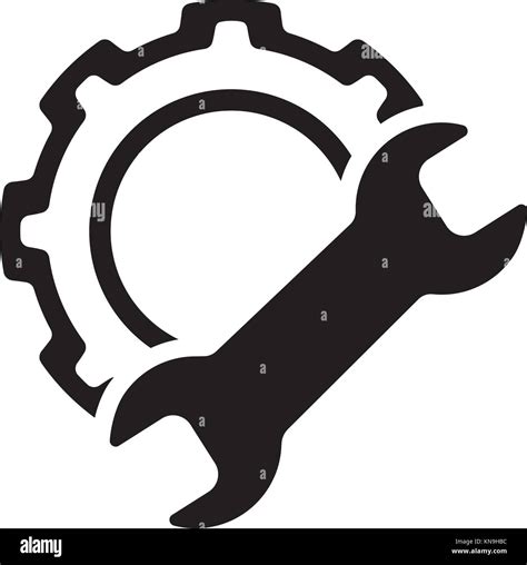 Manufacturing Icon Gear And Wrench Service Symbol Stock Vector Image