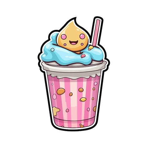 Milchshake Aufkleber Coole Farben Kawaii Clip Art Illustration