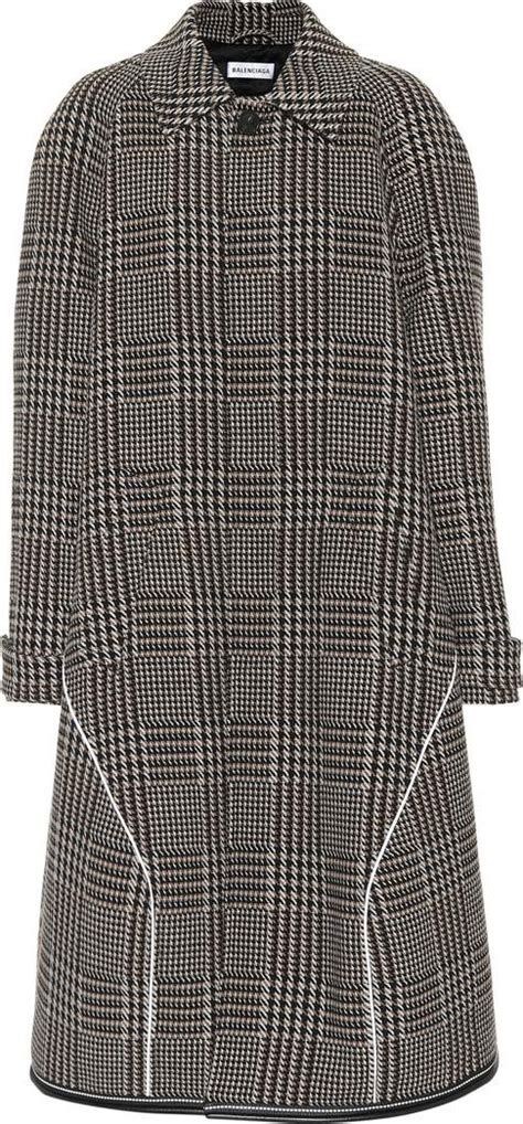 Balenciaga Houndstooth Wool Blend Coat Luxed