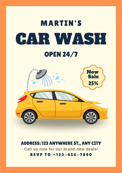 Free Printable Customizable Car Wash Poster Templates Off