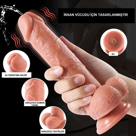21 5 cm Uzaktan Kumandalı Su Fışkırtmalı Vantuzlu Realistik Dildo Penis