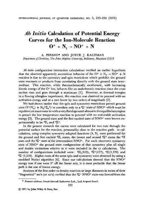 PDF Ab Initio Calculation Of Potential Energy Curves For The Ion