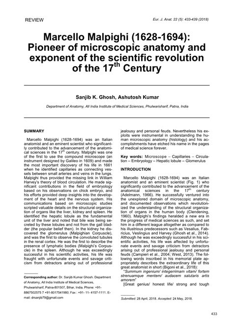 Marcello Malpighi 1628 1694 Pioneer Of Microscopic Anatomy And