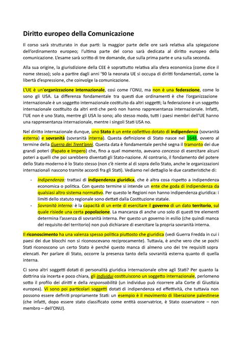 Appunti Diritto Europeo Diritto Europeo Della Comunicazione Il Corso