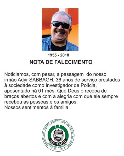 Nota De Falecimento POLICIAL CIVIL