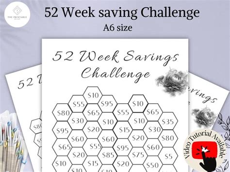 52 Week Envelope Challenge A6 Savings Challenge Mini Savings Etsy Uk