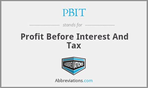 Pbit Profit Before Interest And Tax