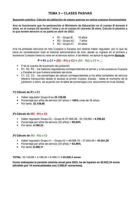 Tema Caso Caso Pr Ctico Del Tema Tema Clases Pasivas