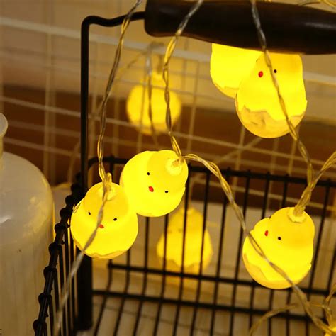 Set Easter Cute Little Chicken String Lights 5ft 10led Cartoon Yellow