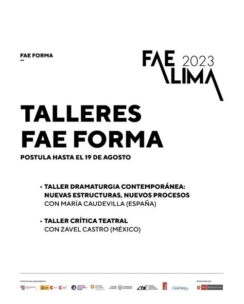 Infoartes Festival De Artes Esc Nicas De Lima Talleres Fae