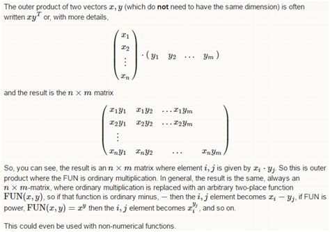 matrix - How does outer product work in R? - Stack Overflow