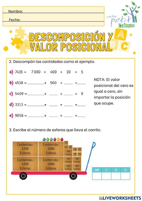 Descomposición Y Valor Posicional Worksheet Live Worksheets