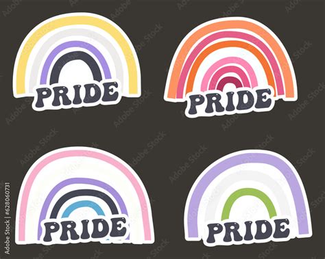 Lgbtq Pride Rainbow Flags Collection With Quotes Pride Different Lgbtq Community Designs Stock