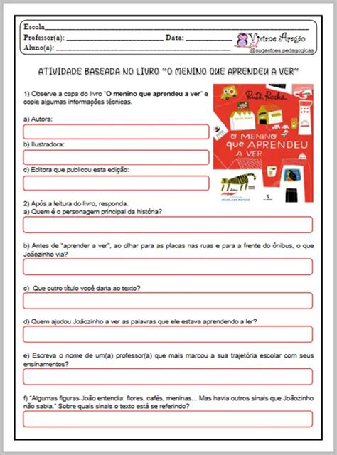 O Menino Que Aprendeu A Ver Atividades