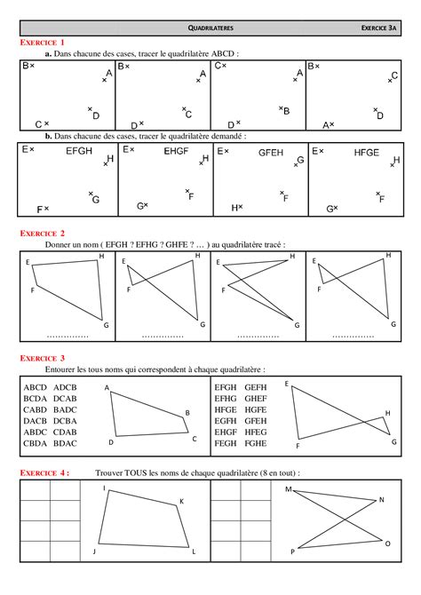 Tracer Et Nommer Des Quadrilat Res Exercices Alloschool