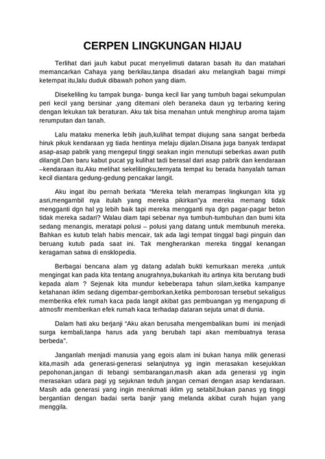 Docx Cerpen Lingkungan Hijau Dokumentips