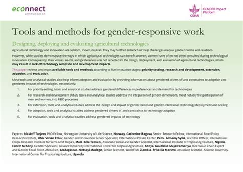 Tools And Methods For Gender Responsive Work Cgiar Gender Impact Platform