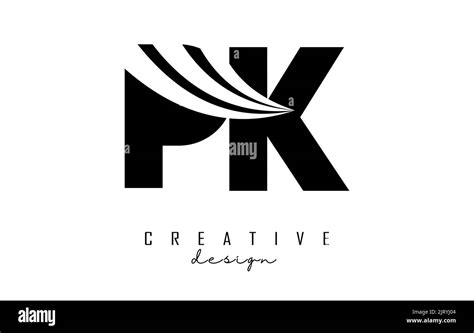 Logo Original Noir Lettre Pk P K Avec Lignes De Pointe Et Design De