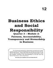 Module Bus Ethics Rd Quarter Pdf Business Ethics And Social