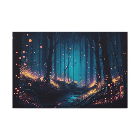 Enchanted Forest Fireflies, Canvas Wall Art, Fantasy Art - Etsy