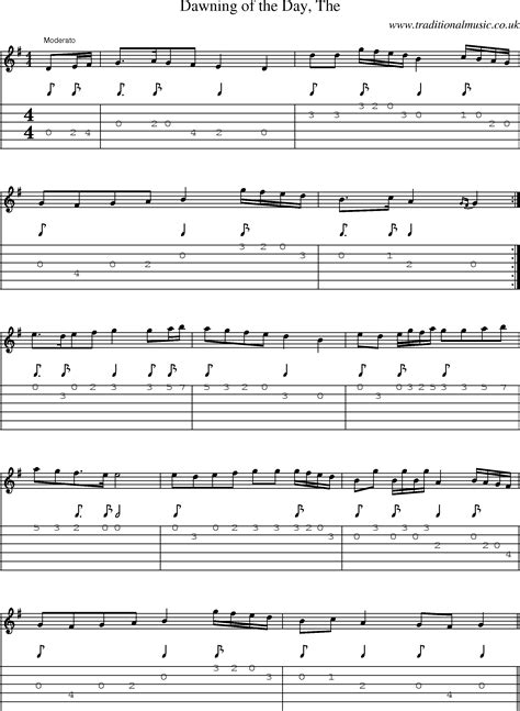 Irish Music Tune Dawning Of Day With Guitar Tab Sheetmusic Midi Mp