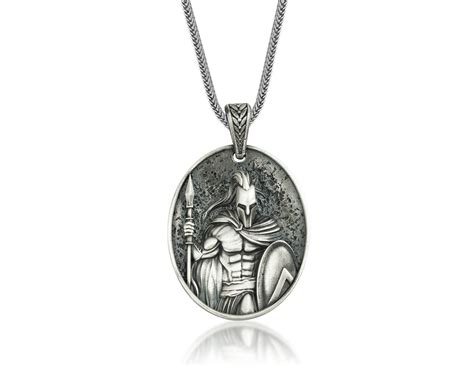 Silver Spartan Men Necklace Warrior Mens Necklace Spartan Etsy In