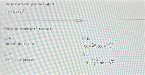 Solved Find Functions F ﻿and G ﻿so That