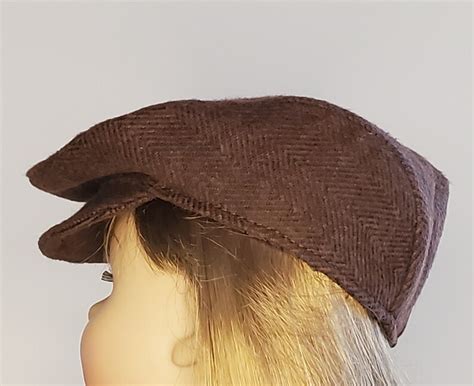 18 Doll Flat Newsboy Cap Paperboy Hat Brown Flannel Flat Cap Jeff Cap