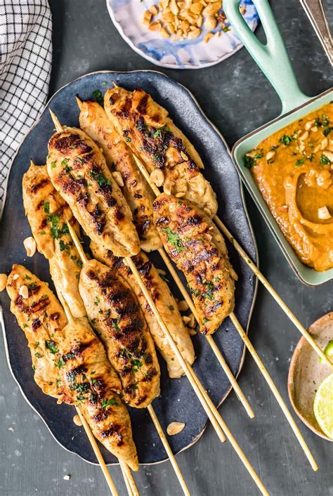 thai chicken satay  peanut sauce recipe cartuces