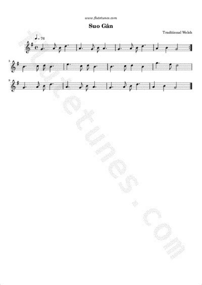 Suo Gân Trad Welsh Free Flute Sheet Music