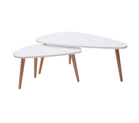 Tables Basses Gigognes Scandinaves Blanc Et Bois Clair Ch Ne Massif