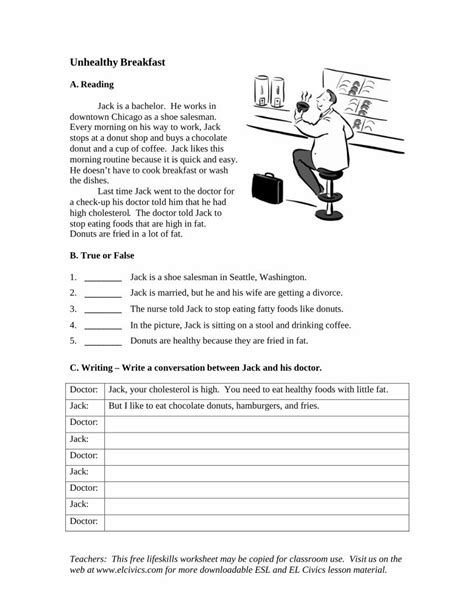 PDF ESL Nutrition Unhealthy Breakfast Title ESL Nutrition