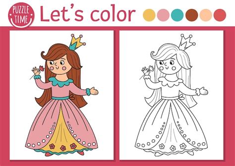 Premium Vector Magic Kingdom Coloring Page For Children With Princess