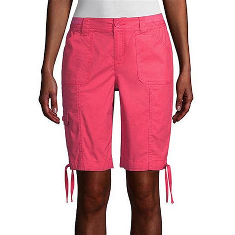 St John S Bay Women S Mid Rise Bermuda Shorts Size Claret Red