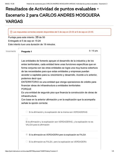 Gerencia Financiera Escenario Resultados De Actividad De Puntos