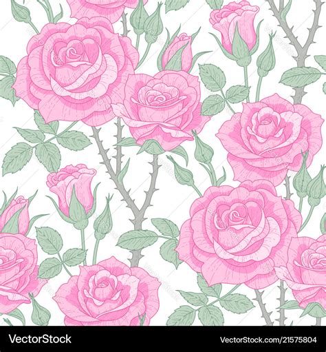 Pink roses pattern Royalty Free Vector Image - VectorStock