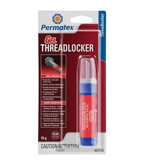 Permatex Gel Threadlocker Red High 10 G Tube 27115