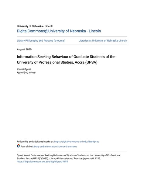 (PDF) Information Seeking Behaviour of Graduate Students of the University of Professional ...