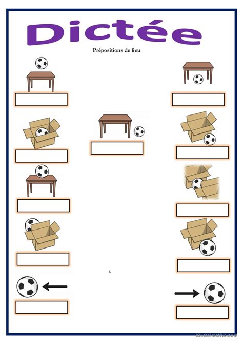 dictée prépositions de lieu Français FLE fiches pedagogiques pdf doc